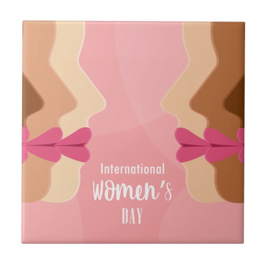 Rosa Internationaler Frauentag Fliese (Vorderseite)