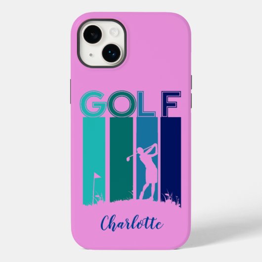 Rosa iPhone 14 Golfer Handy Fall Case-Mate iPhone Hülle (Rückseite)