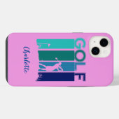 Rosa iPhone 14 Golfer Handy Fall Hülle (Rückseite (Horizontal))