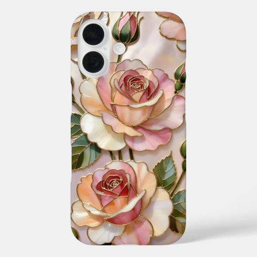 Rosa iPhone-Hülle Elegantes Buntglas-Design Case-Mate iPhone Hülle (Rückseite)