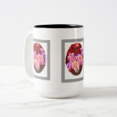 "Rosa Iris-Blumen-Tasse " Zweifarbige Tasse (Vorderseite Links)