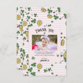 Rosa irische Kleeblätter und Lucky Coins Kindergeb Dankeskarte (Vorne/Hinten)