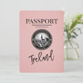 Rosa irischer Reisepass Save The Date (Stehend Vorderseite)