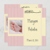 Rosa Islam Baby Aqiqa islam Geburtskarte Einladung (Vorne/Hinten)