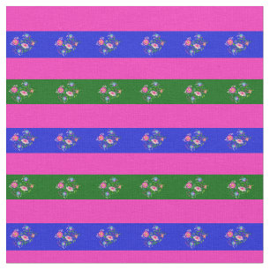 Rosa, Island grün, blaue Blume Streifen Stoff