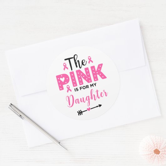 Rosa ist für das Bewusstsein meiner Tochter für Br Runder Aufkleber (Umschlag)