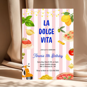 Rosa italienischer La Dolce Vita Geburtstag erwach Einladung