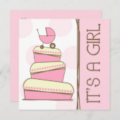 Rosa "It's A Girl" Kinderdusche Einladung (Vorne/Hinten)