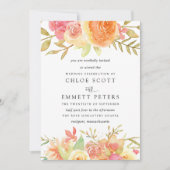 Rosa Ivory Orange Blume Hochzeit Einladung (Vorderseite)