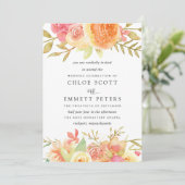 Rosa Ivory Orange Blume Hochzeit Einladung (Stehend Vorderseite)
