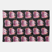 Rosa Jack-O' Lantern Orange Blätter Schwarzes Hall Geschirrtuch (Horizontal)