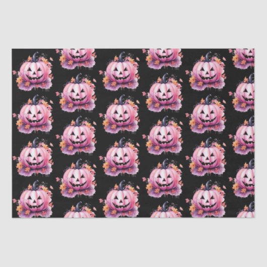 Rosa Jack-O' Lantern Orange Blätter Schwarzes Hall Seidenpapier (Vorderseite)