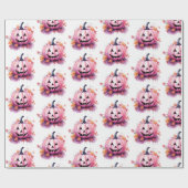 Rosa Jack-O' Lantern Orange Blätter Weißes Hallowe Geschenkpapier (Flach)