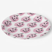 Rosa Jack-O-Lantern Pappteller (Schrägansicht)