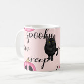 Rosa Jack-O-Laterne und schwarze Katze Kaffeetasse (Vorderseite Links)