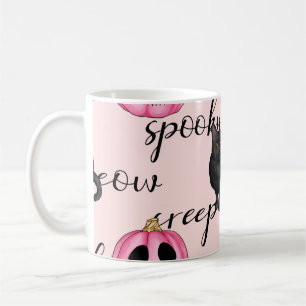 Rosa Jack-O-Laterne und schwarze Katze Kaffeetasse