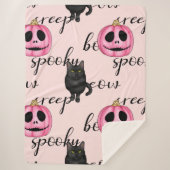 Rosa Jack-O-Laterne und schwarze Katze Sherpadecke (Vorderseite)