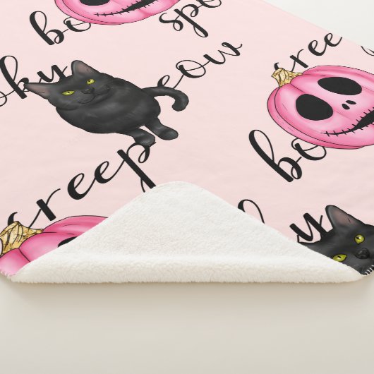 Rosa Jack-O-Laterne und schwarze Katze Sherpadecke (3/4)