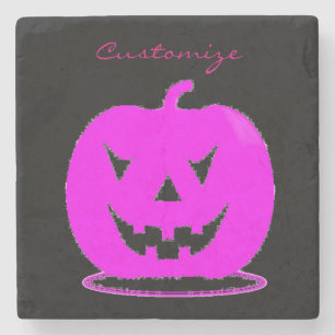 Rosa Jack oder Laterne Halloween Thunder_Cove Steinuntersetzer