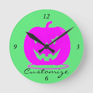 Rosa Jack o'lantern Halloween Thunder_Cove Runde Wanduhr