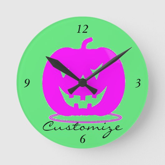 Rosa Jack o'lantern Halloween Thunder_Cove Runde Wanduhr (Vorderseite)