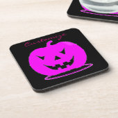 Rosa Jack o'lantern Halloween Thunder_Cove Untersetzer (Linke Seite)