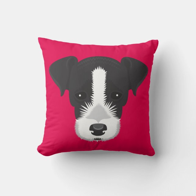 Rosa Jack-Russell-Terrier Kissen (Vorderseite)