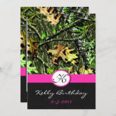 Rosa Jagd Camouflage Geburtstagsparty Einladungen (Vorne/Hinten)