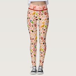 Rosa Japanisch Maneki Neko Cat und Sushi Leggings