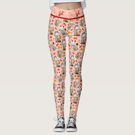 Rosa Japanisch Maneki Neko Cat und Sushi Leggings