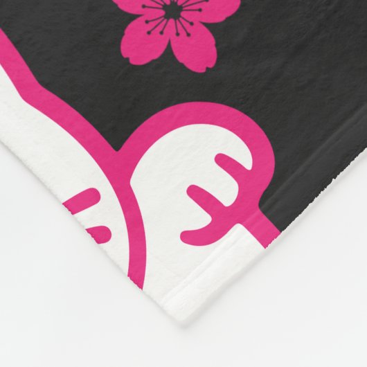 Rosa Japanisch Maneki-neko Fleecedecke (Ecke)