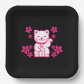 Rosa Japanisch Maneki-neko Pappteller (Vorderseite)