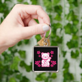 Rosa Japanisch Maneki-neko Schlüsselanhänger (Hand)