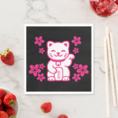 Rosa Japanisch Maneki-neko Serviette (Beispiel)