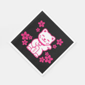 Rosa Japanisch Maneki-neko Serviette (Ecke)