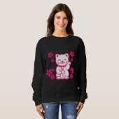 Rosa Japanisch Maneki-neko Sweatshirt (Vorne ganz)