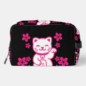 Rosa Japanisch Maneki-neko Waschbeutel (Rückseite)