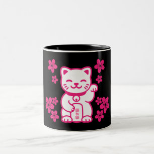 Rosa Japanisch Maneki-neko Zweifarbige Tasse