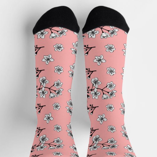 Rosa Japanisch Sakura Blossom Floral Socken (Oben)