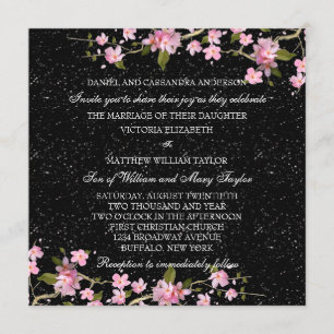 Rosa japanische Kirschblüten-Hochzeit Einladung