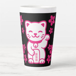Rosa japanische Maneki-neko Milchtasse