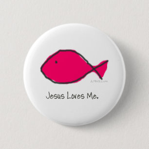 Rosa Jesus-Fische Button