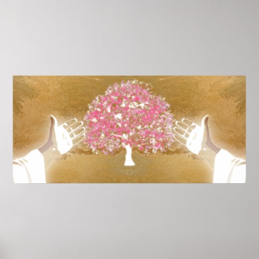 Rosa Jesus öffnete die Nails in den Händen Baum de Poster (Vorne)