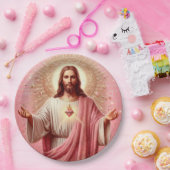 Rosa Jesus Papier Teller! Pappteller (Party)