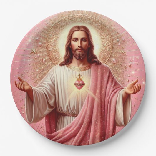 Rosa Jesus Papier Teller! Pappteller (Vorderseite)