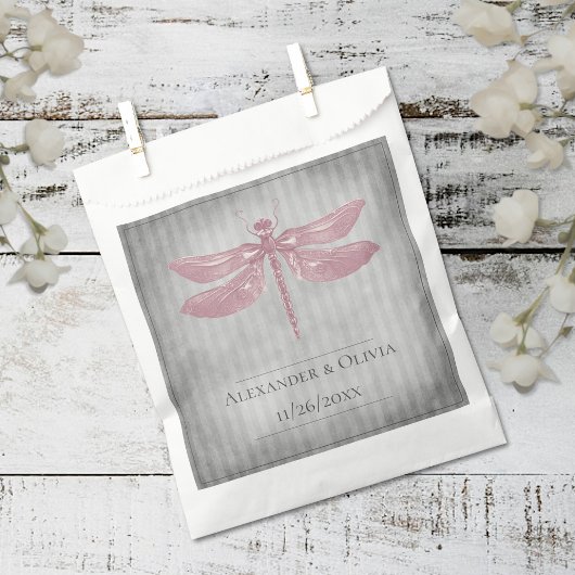 Rosa Jeweled Dragonfly Wedding Geschenktütchen