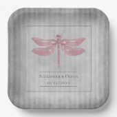 Rosa Jeweled Dragonfly Wedding Pappteller (Vorderseite)