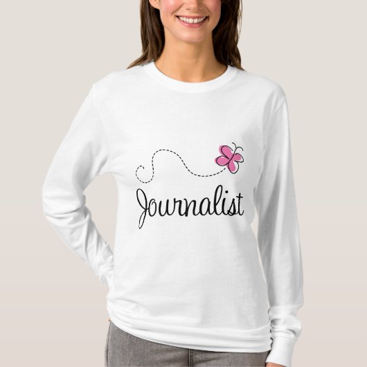 Rosa Journalist T-Shirt (Vorderseite)