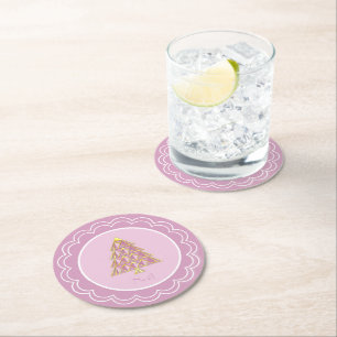 Rosa Joyoux Weihnachten Papierplatte Runder Pappuntersetzer