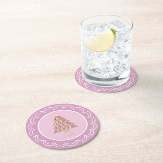 Rosa Joyoux Weihnachten Papierplatte Runder Pappuntersetzer (Vor Ort)